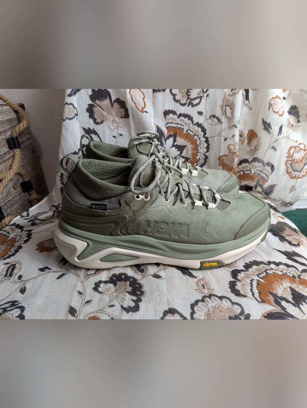 Hoka One One Kaha 3 Low GTX Waterproof Hiking Shoes Men's Size 9.5 D Olive Green